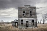 Abandoned Hotel Under Grey Skies.