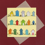 Beach huts greetings card