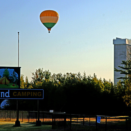 On the Monday morning post-Dorian, A lone balloon passes over Animaland near Sussex, NB.