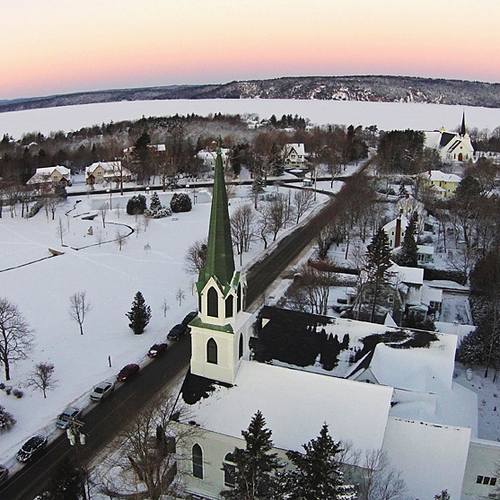 Church Avenue can be seen and including the Common, St. Paul's Anglican, Our Lady of Perpetual Help, the frozen Kenne…