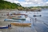 Gigs on Looe Beach for the Gig Regatta