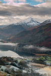 Snowcapped Yr Aran above Llyn Gwynant