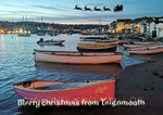 TS78 XMAS CARD  Teignmouth Back Beach as Santa passes over