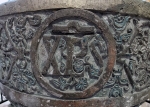 Jalalcingo, Veracruz, San Bartolomé, baptismal font detail