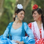 Two Smiling Ladys in Andalusian dress