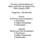 The Gary Jenkins Memorial Macro and Close up summary