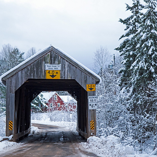 The Urney Covered Bridge in wintertime. Trout Creek #4 Covered Bridge is located off Dutch Valley(Waterford)Road in W…
