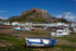 Mont Orgueil Castle & Gorey Harbour Boats at low tide