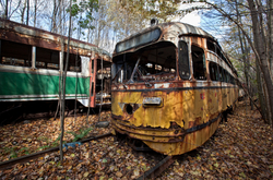 Trolley Graveyard | 1947 Yellow St Louis PCC PA Transit Car