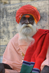 India Porbandar holy man in park sitting