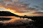 Sunrise Meadfoot Beach looking towards Thatcher Rock