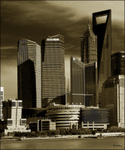 China Shanghai buildingscape 2 bw sepia