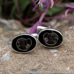 jcai 49 Whitby Jet Cufflinks & Ammonite Inlay