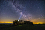 Milky Way over Sky Train, Lough Boora Discovery Park, Ireland.