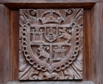 San Mateo, façade door closeup, escutcheon