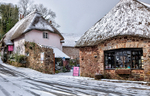 Snowy view of Cockington Village