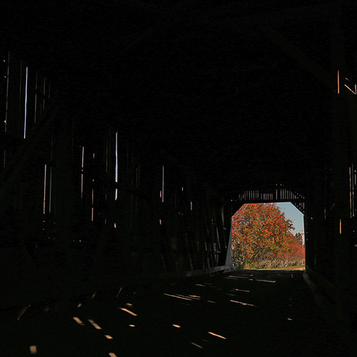 An interior view of Kennebecasis covered bridge #7. This bridge is not in service and is part of the Salmon River Bri…
