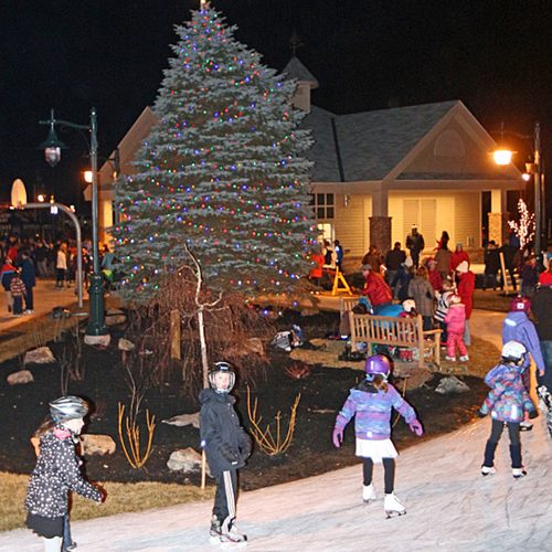 Opening night skate at the Rothesay Common outdoor rink in Rothesay, New Brunswick, Canada.