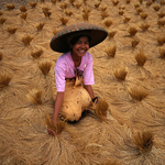Woman Smiling in rice field Ubud, Bali ,Indonesia