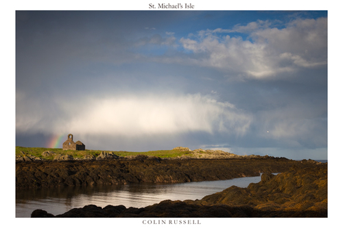 St Michael's Isle and 12th Century Chapel on a showery May day.