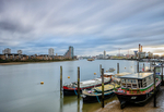 Boats by Battersea Bridge