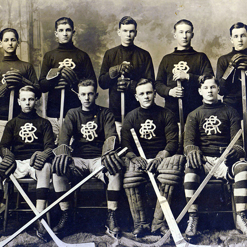 A crisp team photo of the Rothesay Collegiate School 1917 2nd Hockey Team @ Rothesay, New Brunswick, Canada. From to…