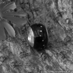Whitby Jet Bead Inlaid Silver Dots jbe004