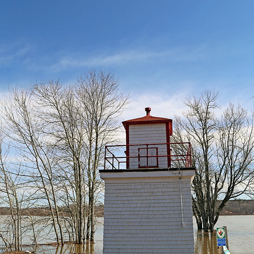 This St. John River lighthouse was in operation from 1900 until 1994. Only the tower remains now as the wooden crib b…