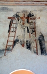 San Juan Bautista, vestibule, E wall fresco, Deposition