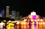 Buckingham Fountain at Night in black