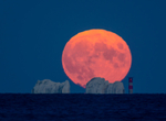 Full Sturgeon moon rising over the Needles - 3