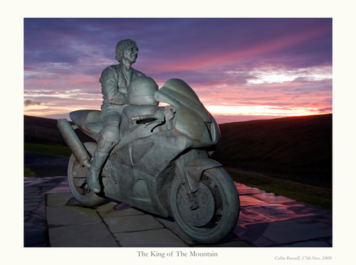 The statue of William Joseph 'Joey' Dunlop MBE, OBE. 26 time Isle of Man TT winner and multiple Formula 1 motorcyclin…