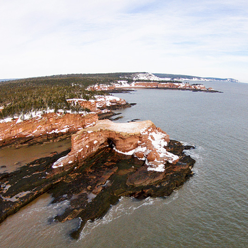 A bird's eye view of the Fundy coastline near Duck Pond Beach @ Gardeners Creek, Saint John County, New Brunswick, Ca…