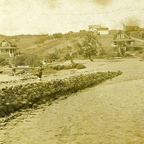 An early photo of Long Island in Kings County, New Brunswick, Canada showing some of the homes and people
strolling…