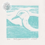 Beady-eyed Gull Blue - linocut