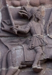Santiago Apóstol, upper façade, St. James the Moor Slayer, detail