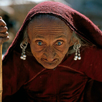 Old Lady with brown Shawl, India