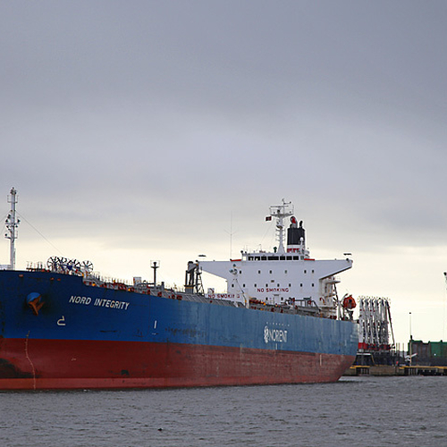 The Oil Products Tanker Nord Integrity is scene docked in Courtenay Bay with the Port of Saint John, New Brunswick, C…