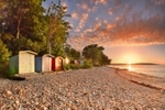 z2413 Bembridge Beach Huts at Sunset