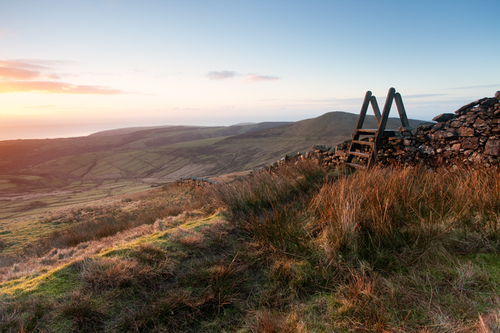 Early morning light from Mullagh Ouyr overlooking the Parish of Lonan.