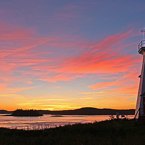 The Green's Point Lighthouse at twilight on the night of the full harvest moon - September 2013.