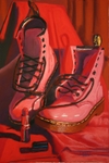 Pink DM's and red lipstick