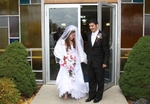 Bride and Groom Exit to bubbles