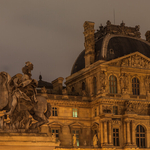 Louis XIV Statue and Louvre Museum, Paris