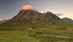 Lagangarbh cottage and Buachaille Etive Mor, Glencoe, Scotland.