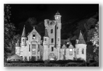 Broomhall Castle at night monochrome
