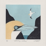 Watching and Waiting - linocut