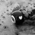 Whitby Jet Bead Inlaid Silver Heart jbe006