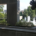 View of Fountain through Garden