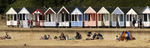 Beach huts and sandy beach North Sea East Anglia